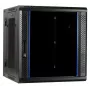 DSIT DS6612ZP-DOUBLE armario de servidor de pared 6U con puerta de vidrio templado y laterales perforados, 600x450x370 mm, negro