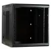 DSIT DS6612ZP-DOUBLE armario de servidor de pared 6U con puerta de vidrio templado y laterales perforados, 600x450x370 mm, negro