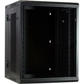 DSIT armario de servidor de pared 15U con puerta de cristal y laterales perforados, 600x600x770 mm, negro