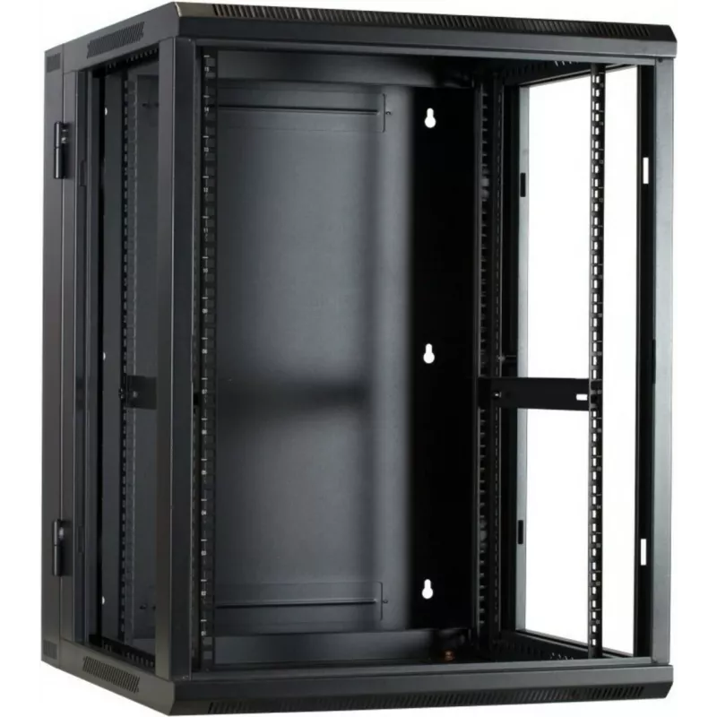 DSIT armario de servidor de pared 15U con puerta de cristal y laterales perforados, 600x600x770 mm, negro