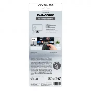 Vivanco VVREMOTEPANA mando a distancia universal para TVs Panasonic – preprogramado, IR, negro