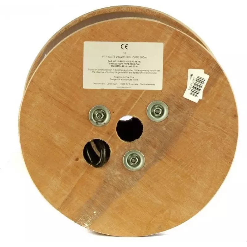 Cable de exterior DSIT DANICOM CAT6 FTP 100m con conductor macizo y funda de PE (Fca) - DC-OUT-FTP6-100S-FCA