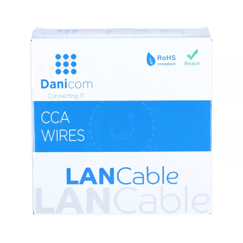 Cable DSIT CAT6 U/UTP 50m en bobina, gris CCA, 250 MHz, Gigabit Ethernet, interior, funda de PVC, AWG24, 4 pares