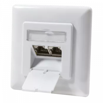 Toma de red de pared vertical empotrable DSIT DC-Wall-In-STP6-VW Cat. 6 / Clase E apantallada 2 puertos RJ45, blanca