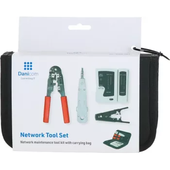 DSIT set de 9 herramientas de instalación y reparación de redes con crimpadora RJ45, comprobador de cables, herramienta de inserción y estuche con cremallera (DC-TOOLSET)