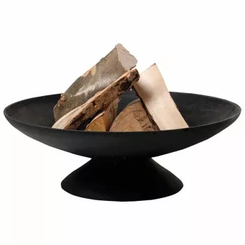Fire Bowl L brasero de hierro fundido para exterior, 60 cm redondo, para leña y carbón, Negro
