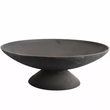 Fire Bowl L brasero de hierro fundido para exterior, 60 cm redondo, para leña y carbón, Negro