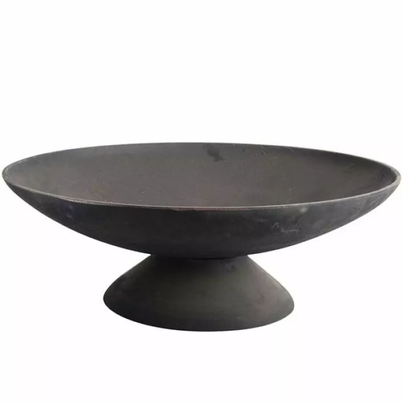 Fire Bowl L brasero de hierro fundido para exterior, 60 cm redondo, para leña y carbón, Negro