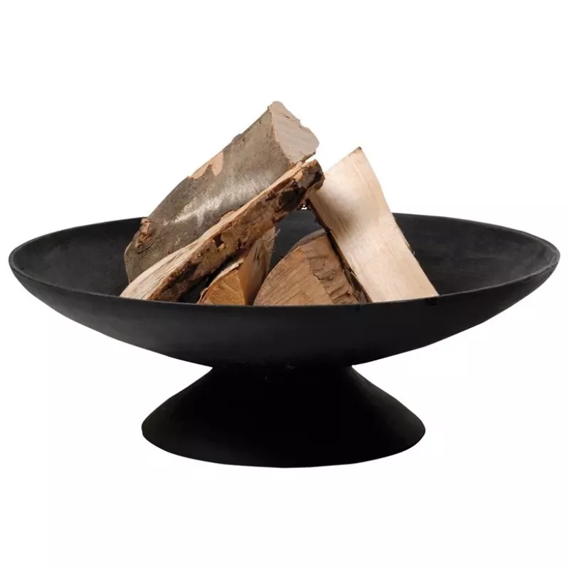 Fire Bowl L brasero de hierro fundido para exterior, 60 cm redondo, para leña y carbón, Negro