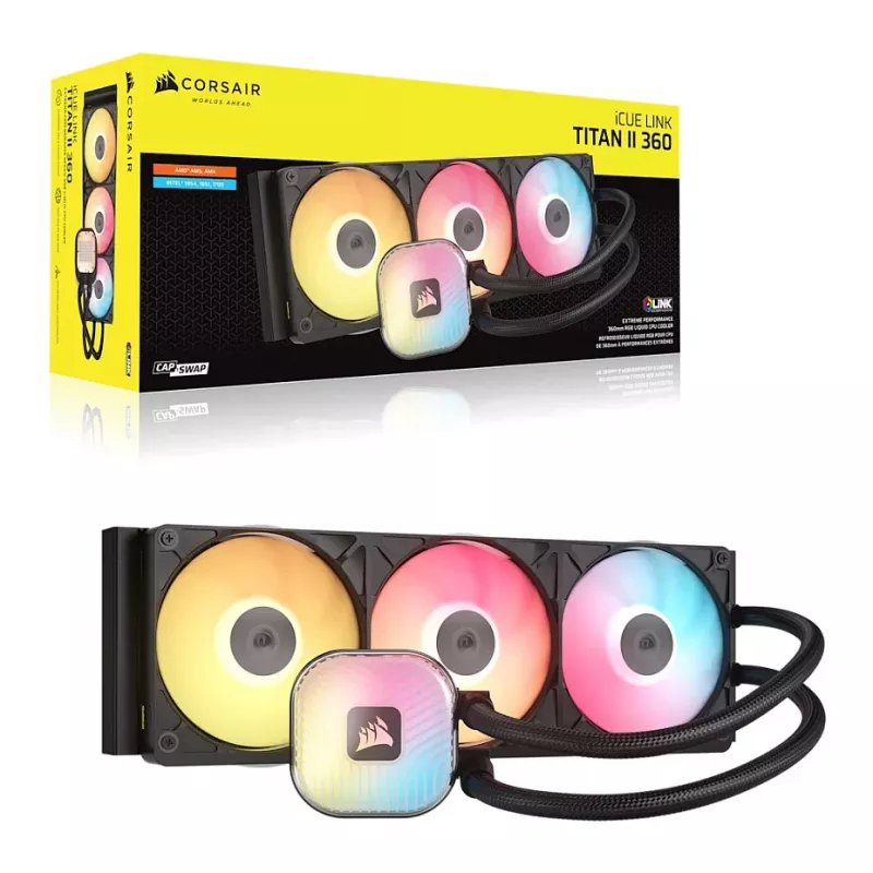 CORSAIR iCUE LINK TITAN II 360 RX RGB Refrigeración líquida para CPU Negra