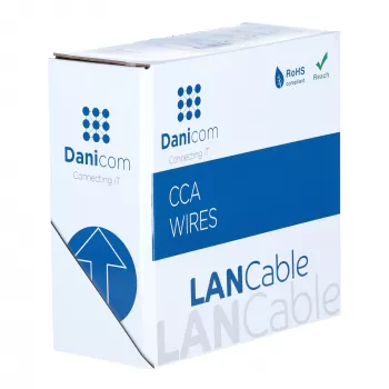 Cable de instalación de red DSIT CAT5e U/UTP con conductor macizo, 100 m, gris