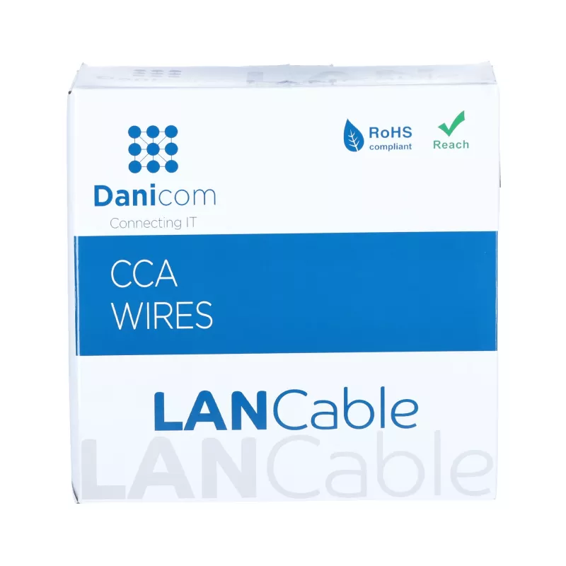 Cable de instalación de red DSIT CAT5e U/UTP con conductor macizo, 100 m, gris