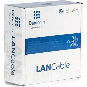 Cable de red DSIT Danicom CAT5e UTP 50m conductor macizo LSZH Dca azul 100% cobre