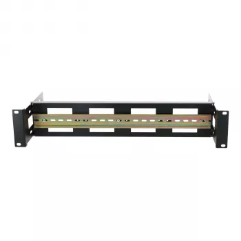 Soporte para carril DIN DSIT 2U para racks de 19 pulgadas, profundidad ajustable 100-200 mm, TS35, negro