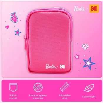 Kodak x Barbie funda blanda con cremallera y correa para colgar para Printomatic y Step Slim, rosa (RODBCMPK)