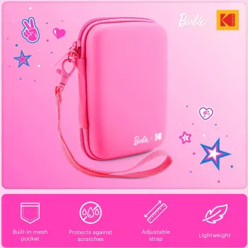 Kodak x Barbie funda protectora EVA con correa extraíble y bolsillo de malla para Printomatic y Step Slim, rosa (RODBCEPK)