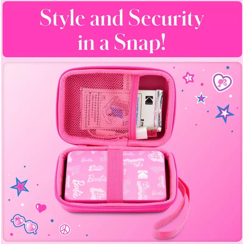 Kodak x Barbie funda protectora EVA con correa extraíble y bolsillo de malla para Printomatic y Step Slim, rosa (RODBCEPK)