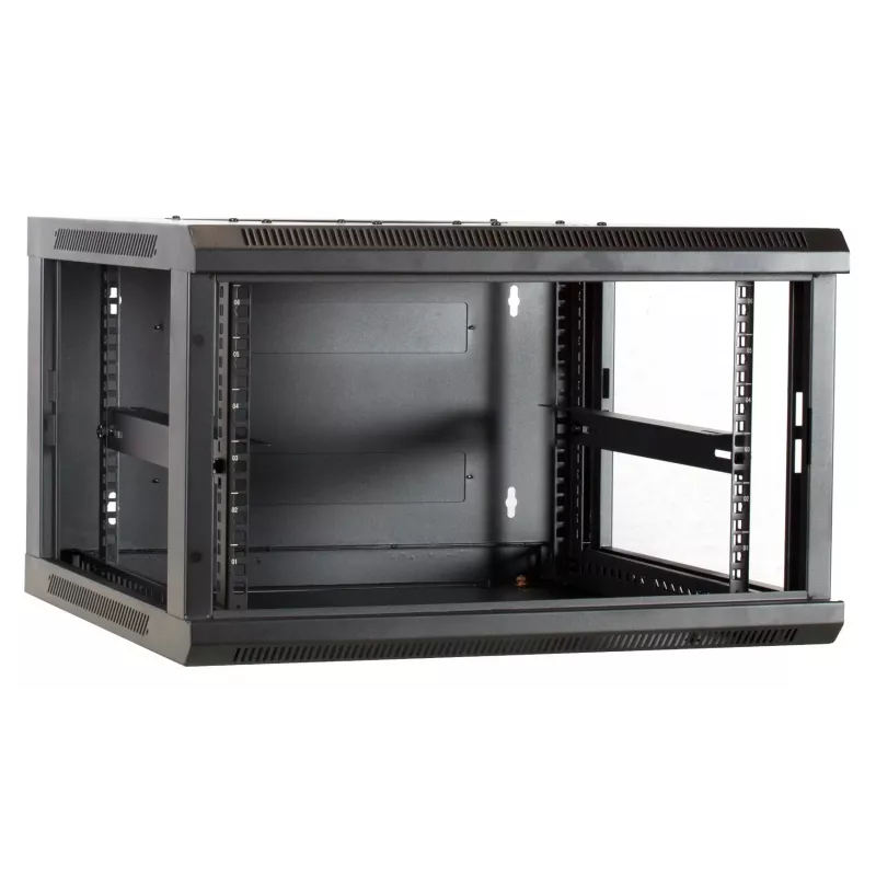 DSIT DS6604-F carcasa de servidor de pared 6U con puerta de cristal, 600x450x320 mm, negro