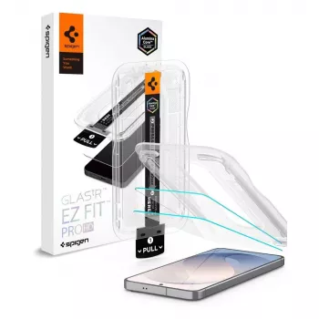 Spigen Glas.tR EZ Fit Pro AC pack de 2 protectores de pantalla de cristal templado para Samsung Galaxy S26 FE - transparente, dureza 9H, marco de alineación automática