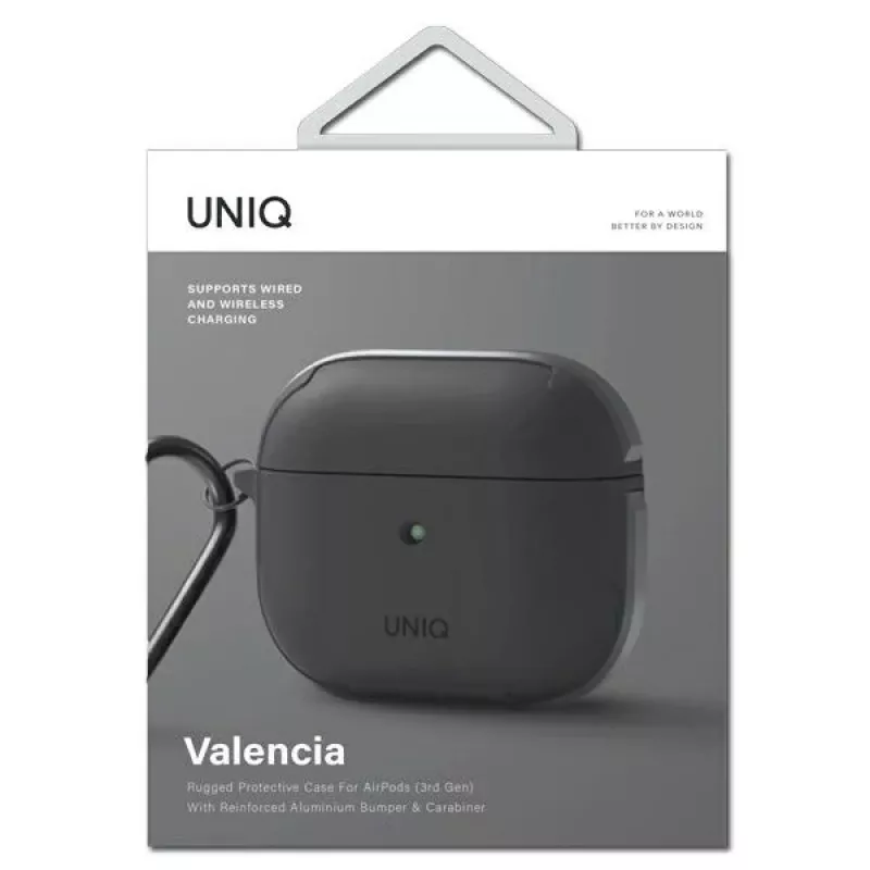 UNIQ Valencia funda antibacteriana para AirPods 3.ª generación, gris
