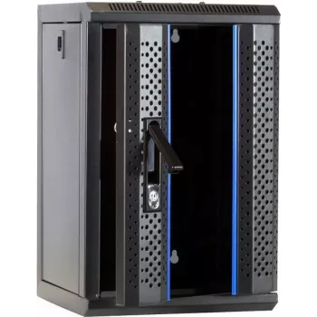 DSIT rack de servidor de pared 9U 10 pulgadas con puerta de cristal, 312x310x486 mm, negro