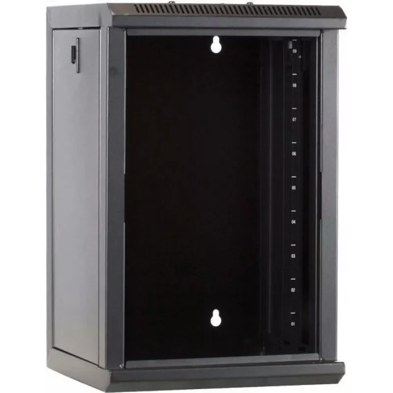 DSIT rack de servidor de pared 9U 10 pulgadas con puerta de cristal, 312x310x486 mm, negro