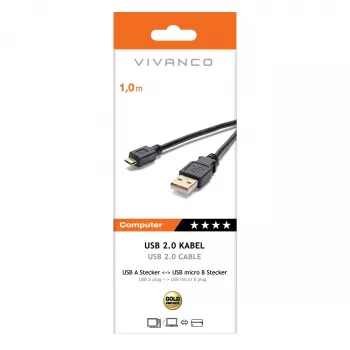 Vivanco VVITUSBAMICB10MK cable USB 2.0 Type-A a Micro-B, 1 m, Negro