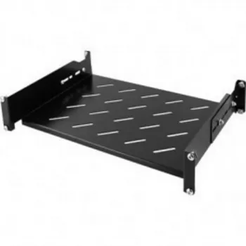 DSIT estante de rack universal ajustable 19 inch profundidad 350-590 mm, carga 30 kg, ventilado, Negro