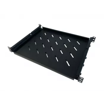 DSIT estante de rack universal ajustable 19 inch profundidad 350-590 mm, carga 30 kg, ventilado, Negro