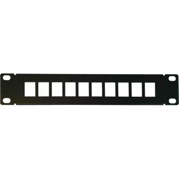 DSIT DS10-Patch-10UTP panel de parcheo keystone UTP sin cargar de 10 puertos, montaje en rack 19 inch 1U, Negro