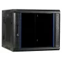 Rack de pared DSIT 6U con puerta de cristal templado, reversible, 600x450 mm, negro