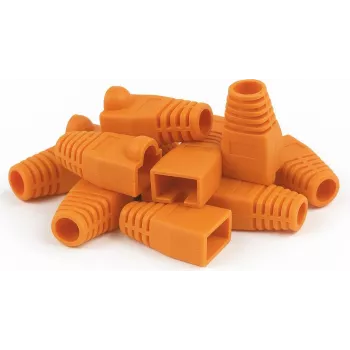 Funda RJ45 DSIT Danicom naranja, pack de 10 – alivio de tracción sin gancho para cables Ethernet