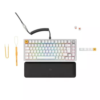 Glorious GMMK Pro teclado mecánico, 75 % premontado, distribución ISO UK, blanco