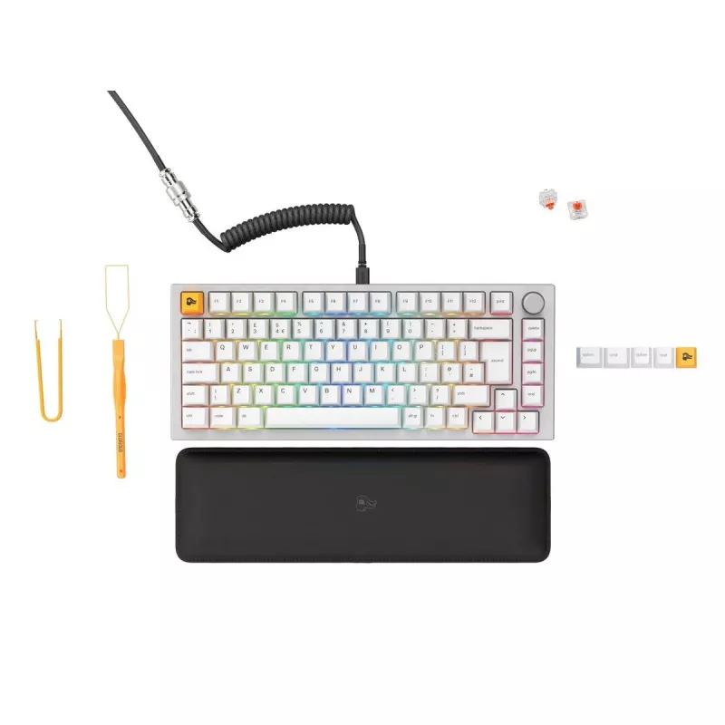 Glorious GMMK Pro teclado mecánico, 75 % premontado, distribución ISO UK, blanco