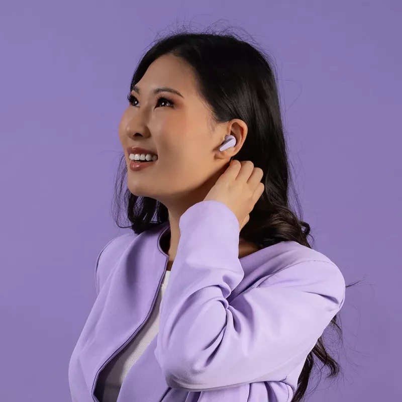 JLab Go Pods ANC Auriculares True Wireless, cancelación activa de ruido, Bluetooth 5.2, protección al agua IPX4, 32 horas de reproducción total, control táctil, Lila