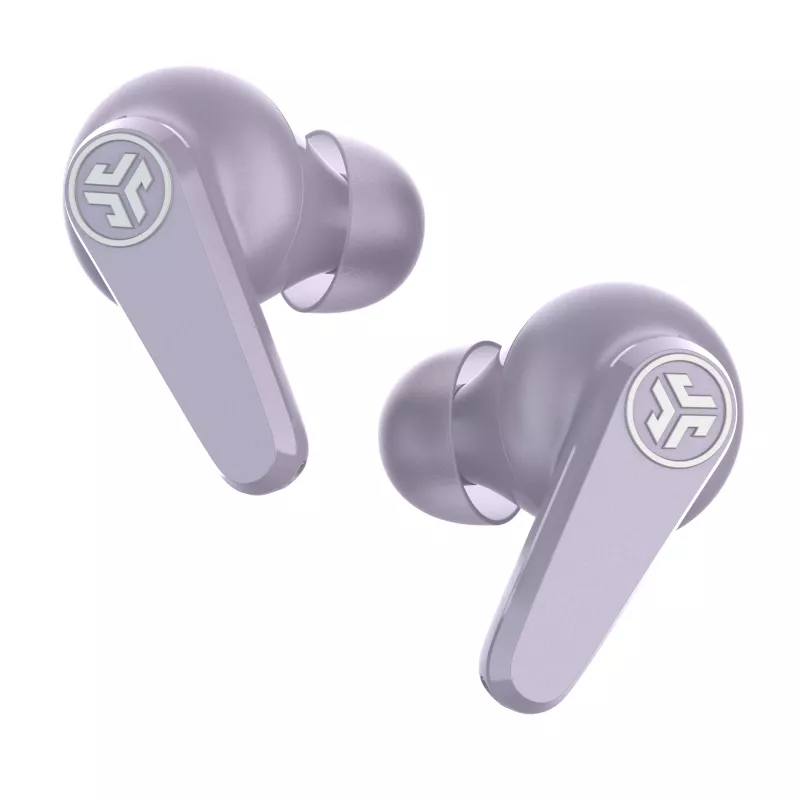 JLab Go Pods ANC Auriculares True Wireless, cancelación activa de ruido, Bluetooth 5.2, protección al agua IPX4, 32 horas de reproducción total, control táctil, Lila