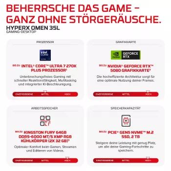 HP HyperX OMEN PC gaming de sobremesa GT18-0170ng - Intel Core Ultra 7 270K Plus, 32GB DDR5, 1TB SSD, NVIDIA GeForce RTX 5060 Ti 16GB, FreeDOS