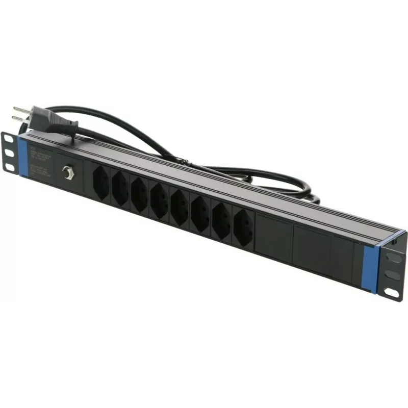 DSIT Regleta de enchufes suizos 19 pulgadas con protección contra sobretensiones - 8 tomas (DS-8PDU-CH-SPD)