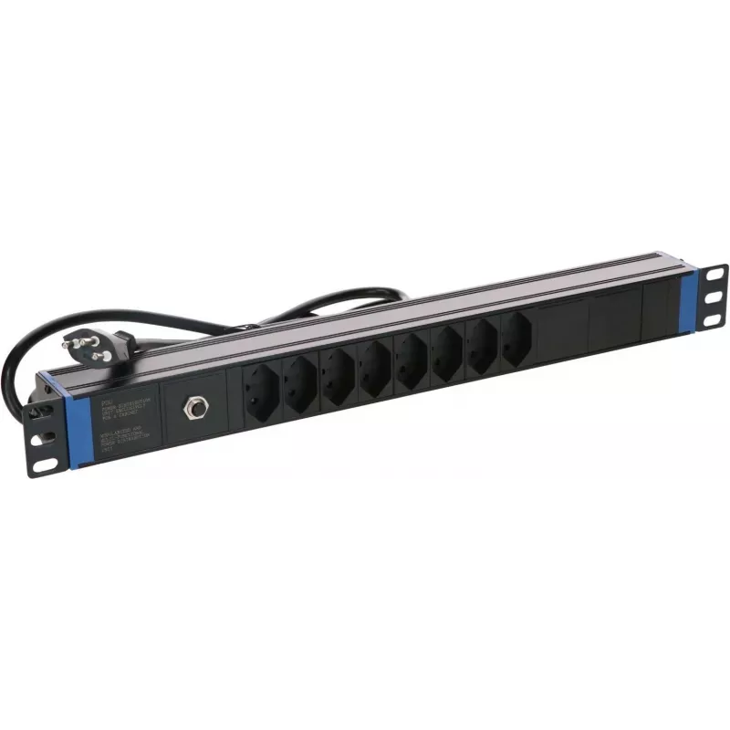 DSIT Regleta de enchufes suizos 19 pulgadas con protección contra sobretensiones - 8 tomas (DS-8PDU-CH-SPD)