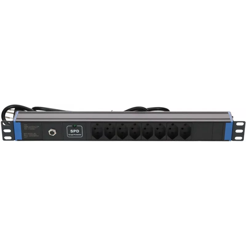 DSIT Regleta de enchufes suizos 19 pulgadas con protección contra sobretensiones - 8 tomas (DS-8PDU-CH-SPD)