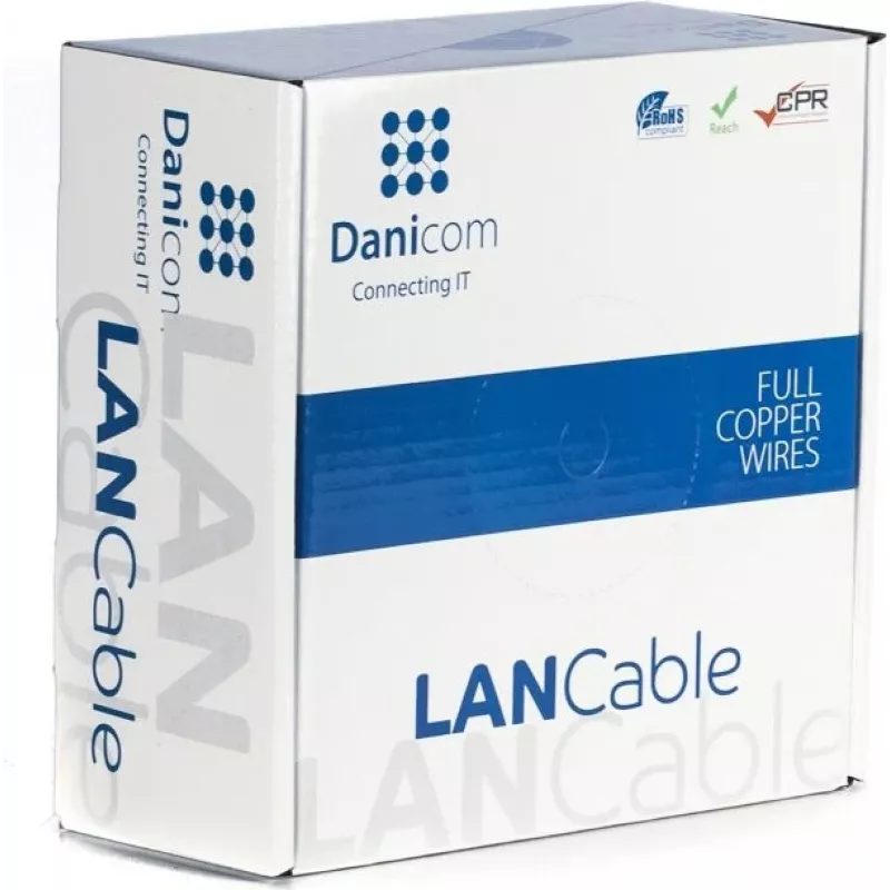 DSIT DANICOM CAT6A UTP 50m Cable para exterior con conductor sólido, funda PE (Fca) - Negro