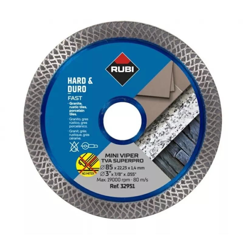 RUBI TVA 85 SUPERPRO MINI VIPER disco de corte de diamante de borde continuo 85 mm x 15 mm