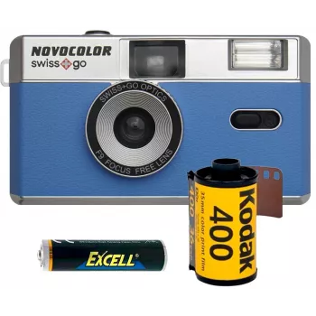 Novocolor Swiss+Go cámara de 35mm, azul (SWI401610)