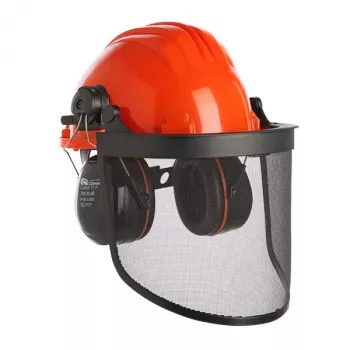 CLICS casco de protección con visera de malla y protectores auditivos Climax 43