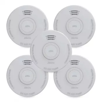 Alecto SD110 5X detector de humo a pilas, 5 unidades, 101 x 36 mm