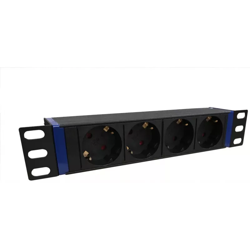 Unidad de distribución de alimentación DSIT DS10-4PDU para rack de 10 inch, 4 tomas Schuko, 16A, negra