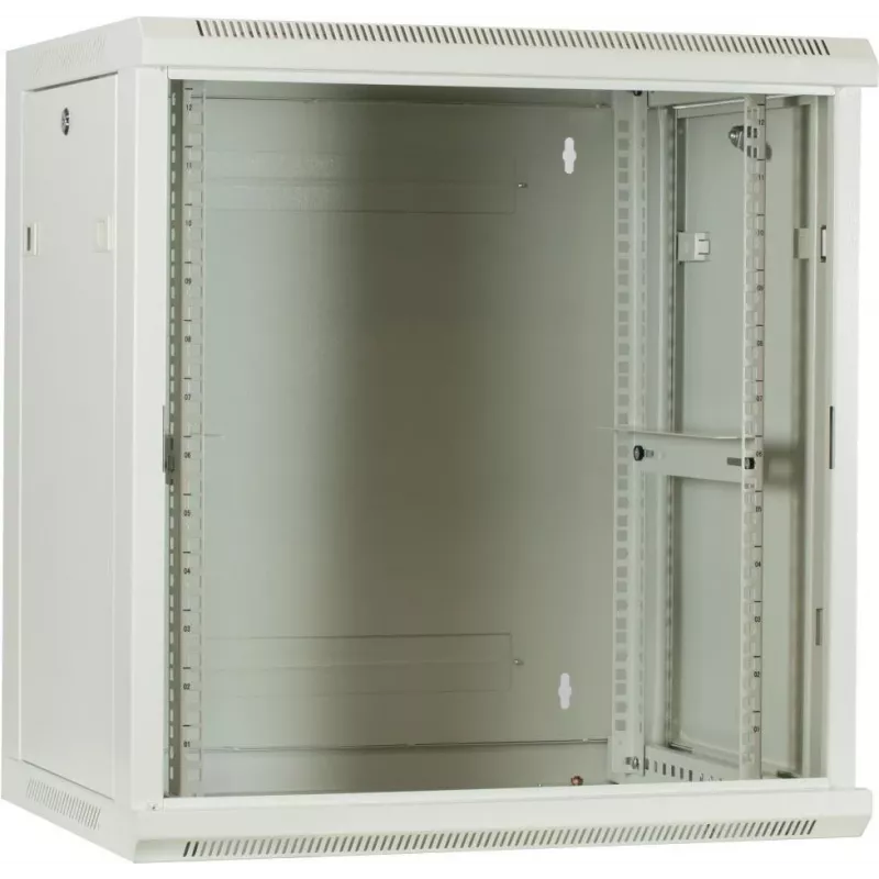 Caja de servidor para pared DSIT DS6412W 12U con puerta de cristal, 600x450x634 mm, blanca