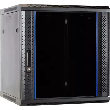Armario de servidor para pared DSIT DS6612 12U con puerta de cristal, 600x600x635 mm, negro