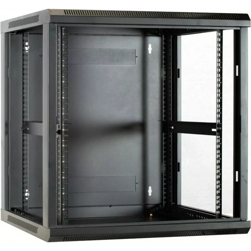 Armario de servidor para pared DSIT DS6612 12U con puerta de cristal, 600x600x635 mm, negro