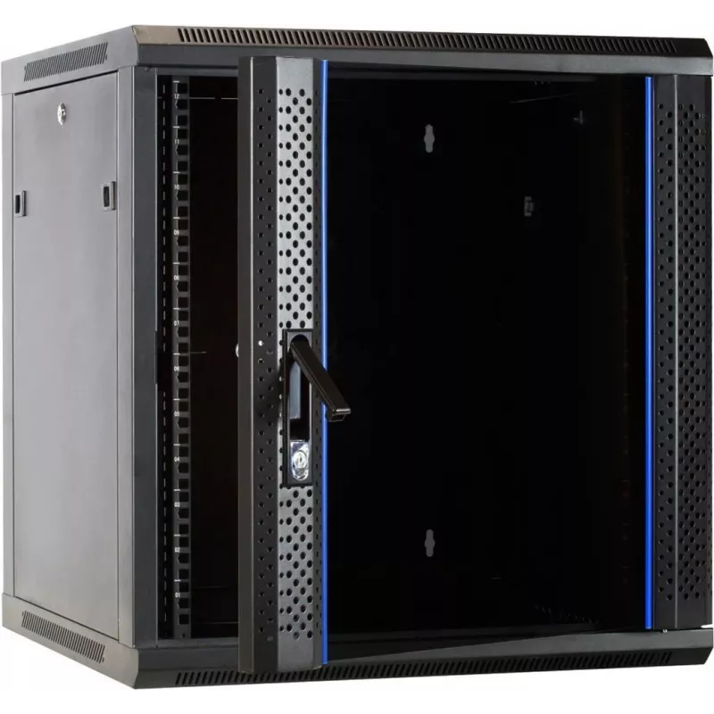 Armario de servidor para pared DSIT DS6612 12U con puerta de cristal, 600x600x635 mm, negro